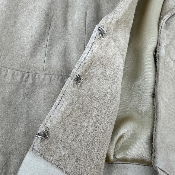 Vintage Together Suede Jacket Womens 12 Beige Tan Leather Blazer Notch Lapel - Picture 5 of 10